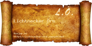 Lichtnecker Örs névjegykártya
